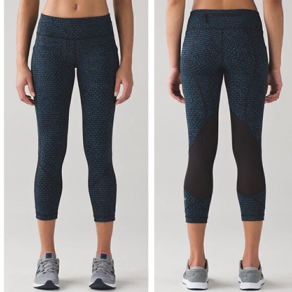 Lululemon Pace Rival Crop Legging Shatter Weave Desert Teal Blue - Picture 1 of 14